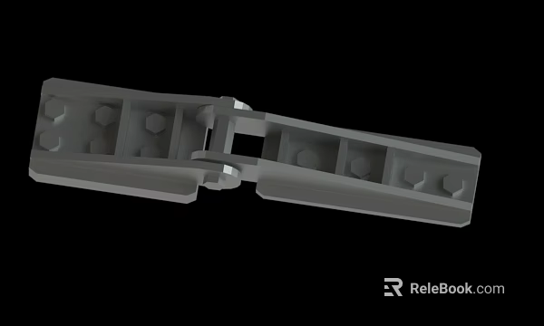 Gray Metal Hinge with Holes and Connecting Parts on Black Background 3d model 