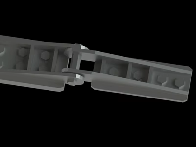 Gray Metal Hinge with Holes and Connecting Parts on Black Background 3d model