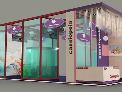 Modern Tobacco And Liquor Store With Glass Facade Purple Decorations And Brand Signage 3d model