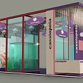 Modern Tobacco And Liquor Store With Glass Facade Purple Decorations And Brand Signage