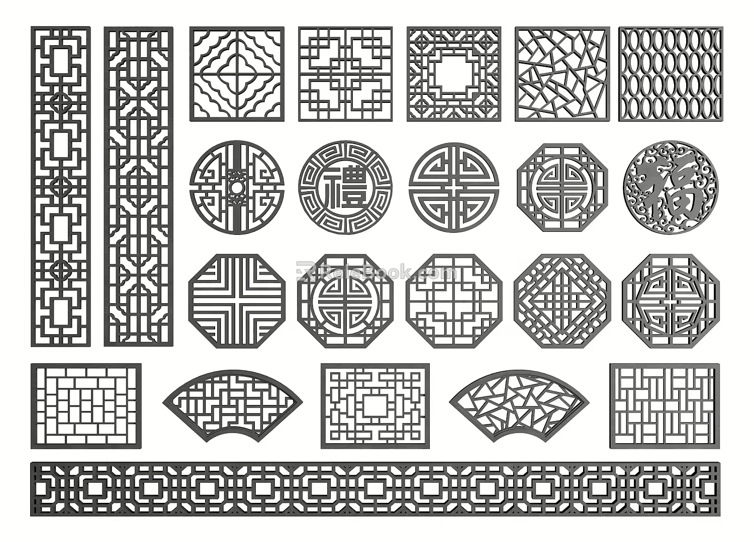 new chinese style openwork window openwork window grilles pane 3d model