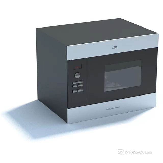 Modern Black and Silver Microwave Oven Kitchen Appliance with Control Panel 3d model 