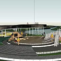 Scenic Park Landscape With Lake Curved Walkways Lush Trees And Green Lawns