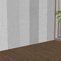 Textured Light Gray Wainscoting Interior With Wooden Floor Window Blinds And Green Plant