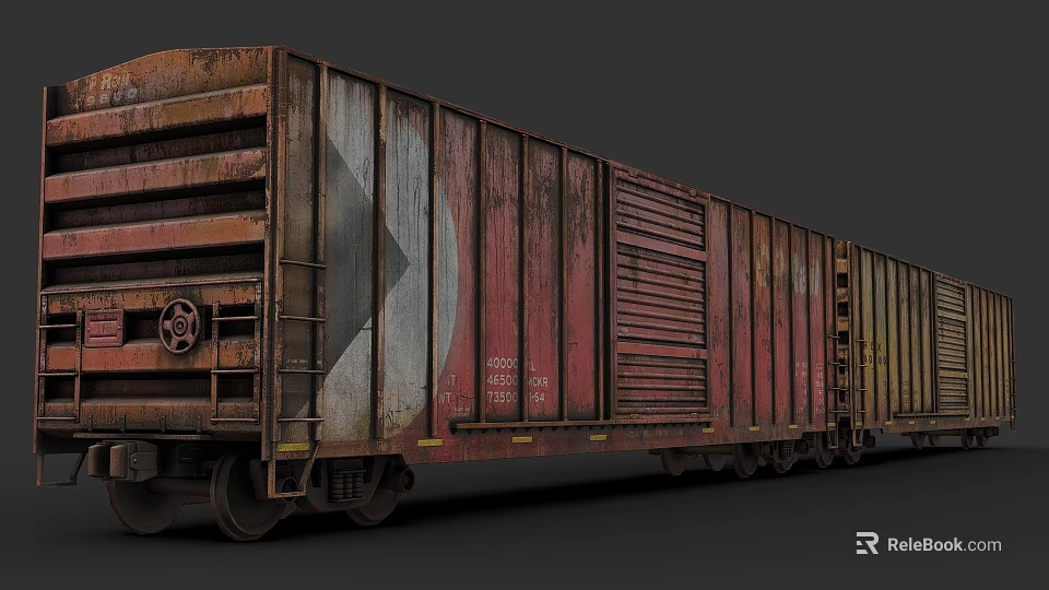 Rusted Functional Freight Train Car with Cargo Storage and Metal Frames 3d model 
