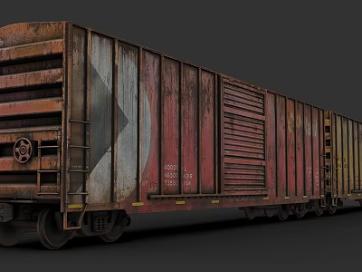 Rusted Functional Freight Train Car with Cargo Storage and Metal Frames 3d model