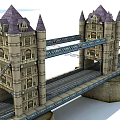 Historic Tower Bridge With Stone Towers Purple Spires And Suspension Design