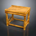 Natural Bamboo Plant Crafted Stool With Simple Structure Wooden Texture And Square Seat