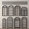 Different Arched Window Styles With Black Frames Displayed On White Wall