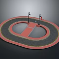 Circular Road Pavement Design With Central Square Street Lamps And Fire Hydrant