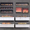 Various Modern Fireplace Designs With Marble Surfaces And Realistic Flame Effects 3d model