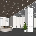 Elegant Modern Hotel Lobby With High Ceiling Marble Floor Pendant Lights And Green Plants
