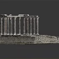 Ancient Architectural Ruins Model With Tall Columns And Stone Base 3d model