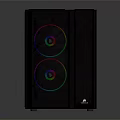 Sleek Black Gaming Computer Case With RGB Fans And Modern Front Design 3d model