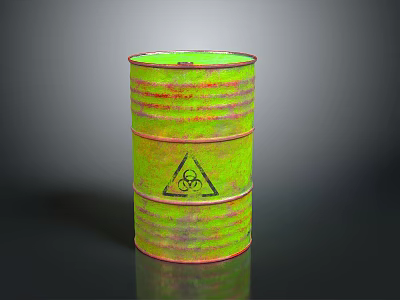 Rusty Green Drum With Biohazard Symbol Isolated On Dark Background For Hazardous Waste 3d model
