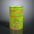Rusty Green Drum With Biohazard Symbol Isolated On Dark Background For Hazardous Waste