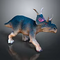 Realistic Triceratops Model With Blue Body Red Eyes And Textured Skin