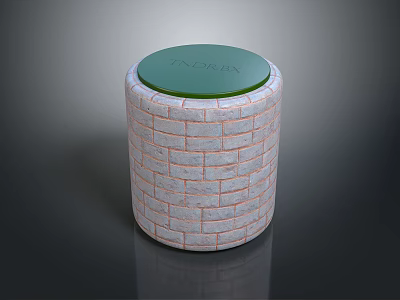 Cylindrical Container With White Brick Texture Green Lid And VANVENE On Top 3d model