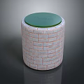 Cylindrical Container With White Brick Texture Green Lid And VANVENE On Top