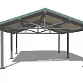 Green Metal Pergola Design With Open Structure And Supporting Columns For Outdoor Space