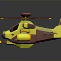 Yellow And Brown Toy Helicopter Model With Propeller Cockpit And Reflective Surface 3d model