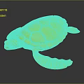 Patterned Sea Turtle With Orange Shell Head And Flippers On Dark Background 3d model