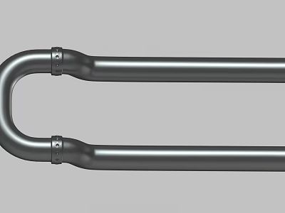 Industrial Metal U Shaped Parallel Pipes With Structural Connectors Components 3d model