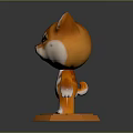 3D Cartoon Shiba Inu Character Model In Standing Pose With Orange Base