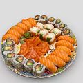 Assorted Fresh Sushi Platter with Salmon Avocado and Crab Rolls