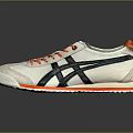 Classic White Shoes With Orange Laces Black Side Stripes And Red Trim