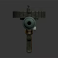 Vintage Gun With Long Barrel Wooden Grip And Metallic Revolver Structure