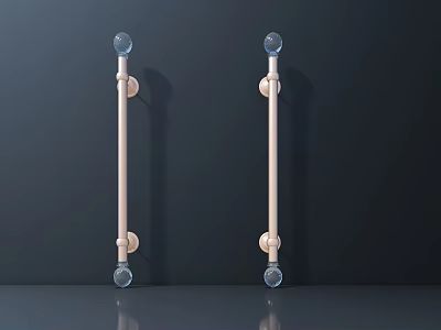 Modern Door Handles With Glass Globe Ends And Metal Bars In Sleek Design 3d model
