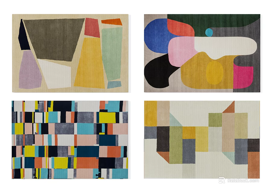 Modern Square Rugs With Colorful Geometric Patterns And Abstract Designs 3d model