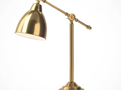Classic Brass Desk Lamp With Adjustable Arm Round Shade And Sturdy Base For Home Office 3d model