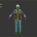 A Man Standing In Gray Background Wearing Plaid Shirt Vest Jeans And Brown Gloves