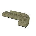 Red Irregular Shaped Fabric Sofa With Curved Design In Modern Interior 3d model