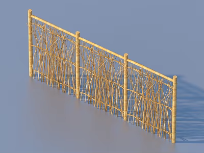 Decorative Bamboo Garden Fence Structure With Natural Design For Outdoor Landscaping 3d model