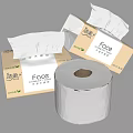 Face Brand Brown Tissue Boxes With White Toilet Paper Roll Set 3d model