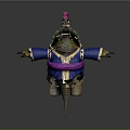 Fantasy Turtle Game Character With Blue Robe Green Bead Necklace And Pink Crown