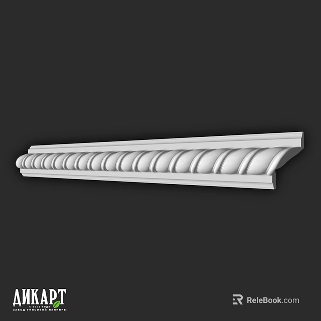 White Decorative Architectural Component with Wavy Raised Patterns for Interior Design 3d model 
