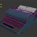 Vintage Blue Typewriter With Classic Design And Paper Sheet On Top
