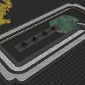 Serene Courtyard Garden With Rectangular Pool Fountains Green Plants Black Stone And Yellow Leaf Tree
