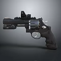 Black Revolver with Mounted Scope and Tactical Light in Modern Firearm Design