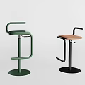 Modern Green And Black Bar Stools With Adjustable Height And Round Base Design