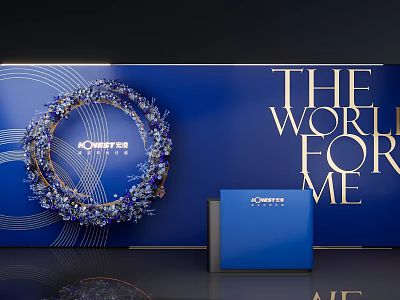 Modern Sign-in Backboard Area Meichen Flower Art Backboard 3d model