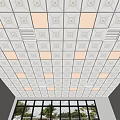 Modern Ceiling Interior Design With Decorative Patterns Recessed Lights And Ventilation Grilles 3d model