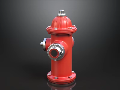 Red Metallic Fire Hydrant With Black Background In 3D Rendering 3d model