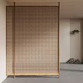 Golden Metal Screen With Grid Design In Modern Minimalist Interior Space