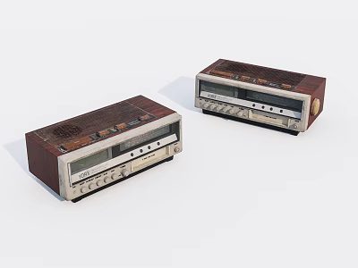 Two Classic Vintage Radios With Wooden Casing And Retro Control Panels 3d model