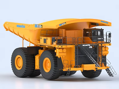 Yellow Komatsu Mining Dump Truck with Large Tires Heavy Duty Cab and Hauling Capacity 3d model